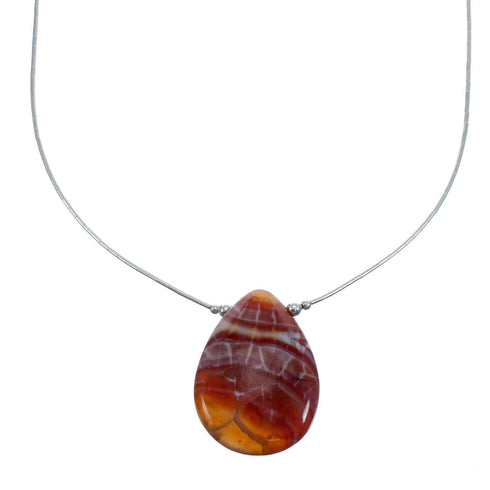 Liquid Silver Native American Agate Necklace JX126759
